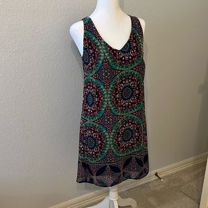 Silky Lined Purple Green Print Tank Dress by Myan Made in USA